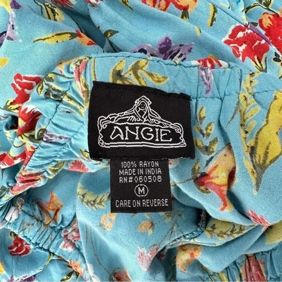 Angie M blue floral strapless boho romper/jumpsuit‎ with pockets + elastic waist - Picture 7 of 7